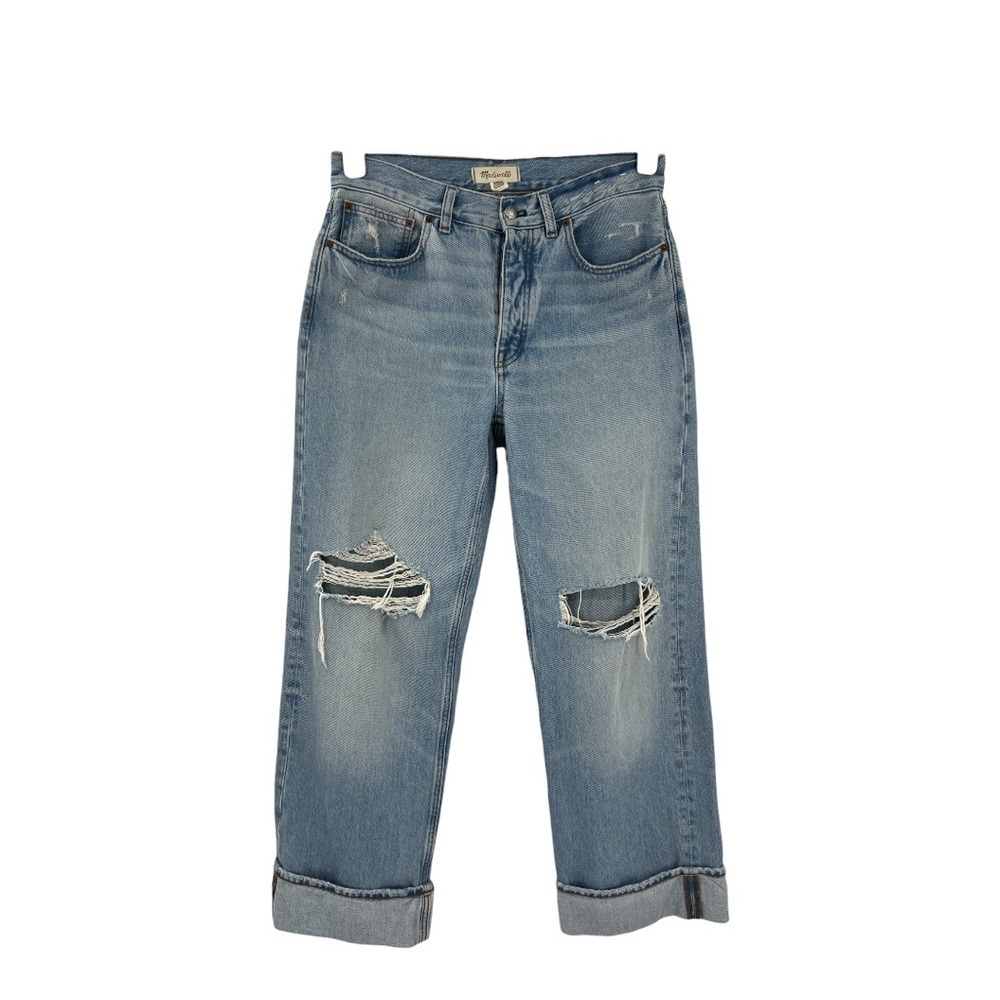 Madewell Tall Low-Slung Baggy Distressed ButtonFly Jeans SZ 27 NEW